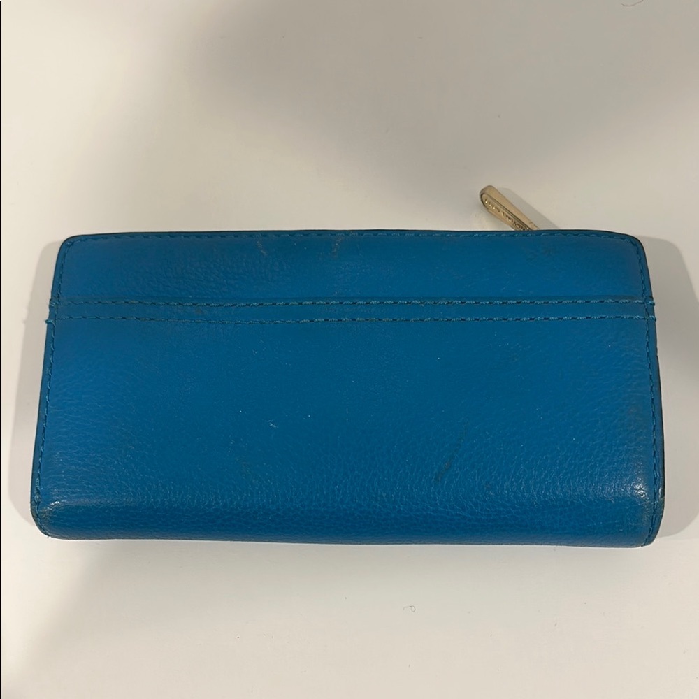 Michael Kors Blue Leather Wallet with Gold Plaque - Picture 2 of 5